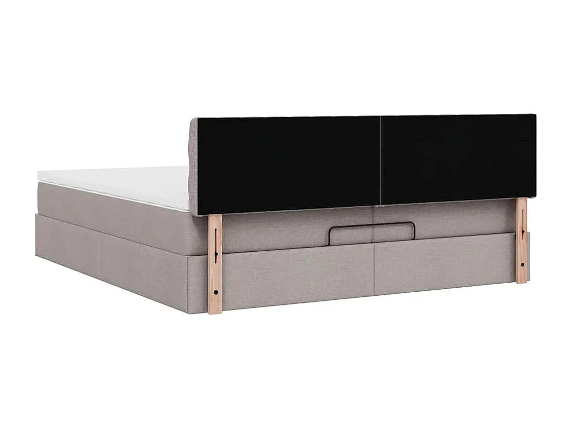 Cadre de lit ottoman avec matelas taupe 200x200 cm tissu