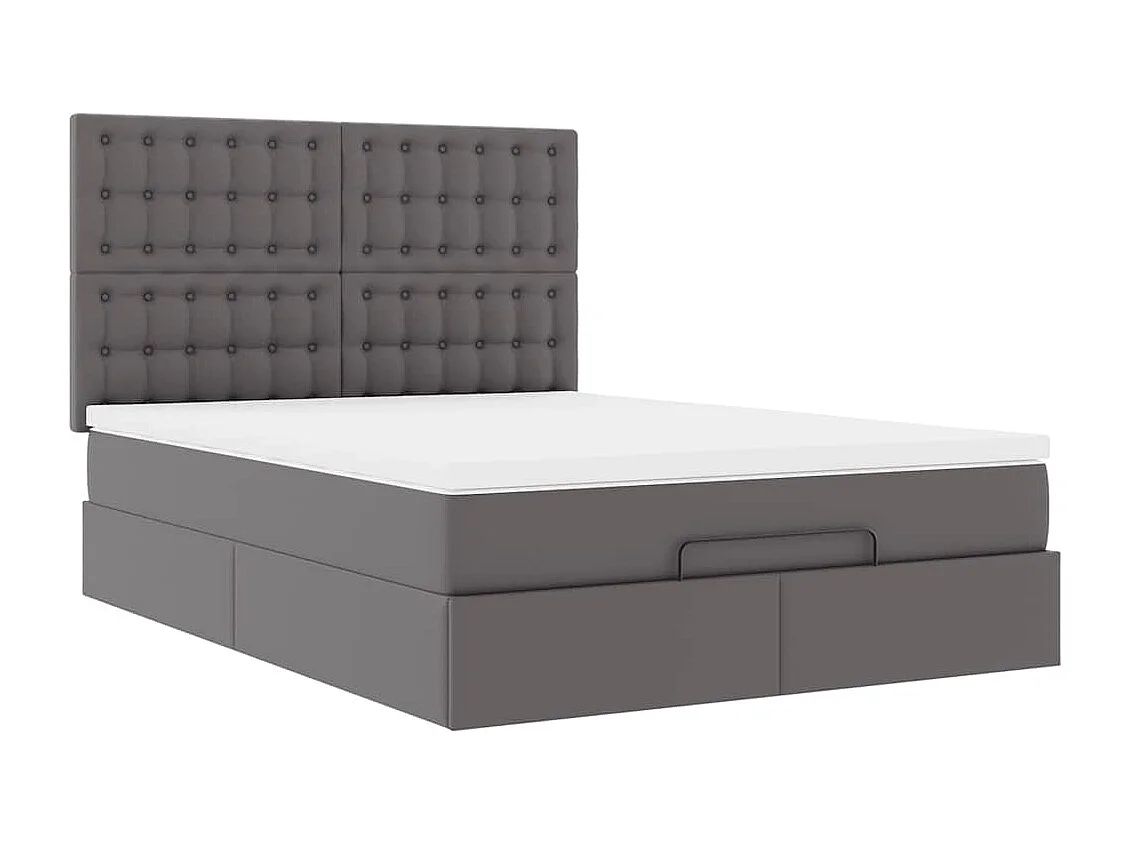 Ottoman bed met matras en LED's 140x200cm kunstleer grijs
