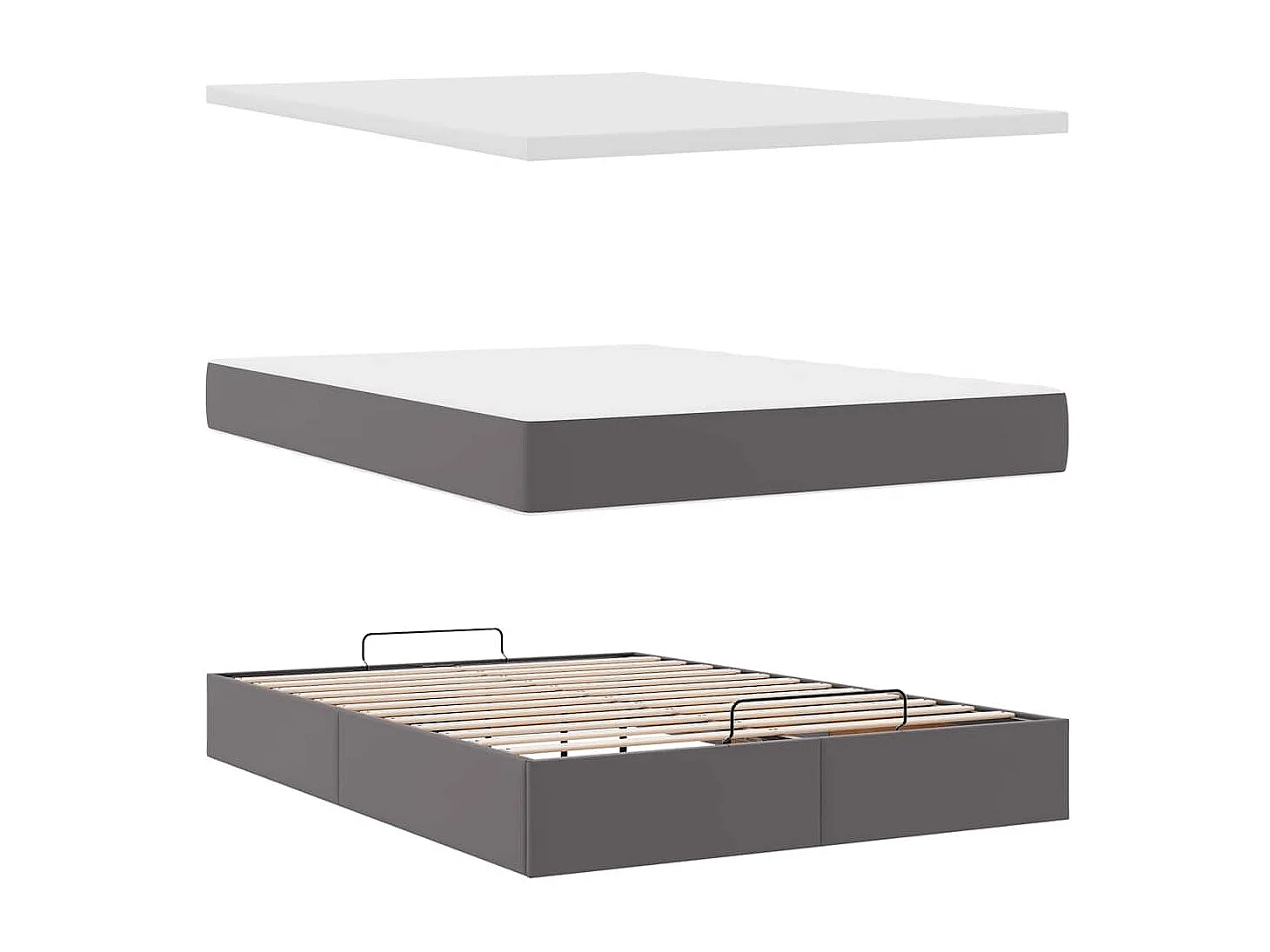 Ottoman bed met matras en LED's 140x200cm kunstleer grijs