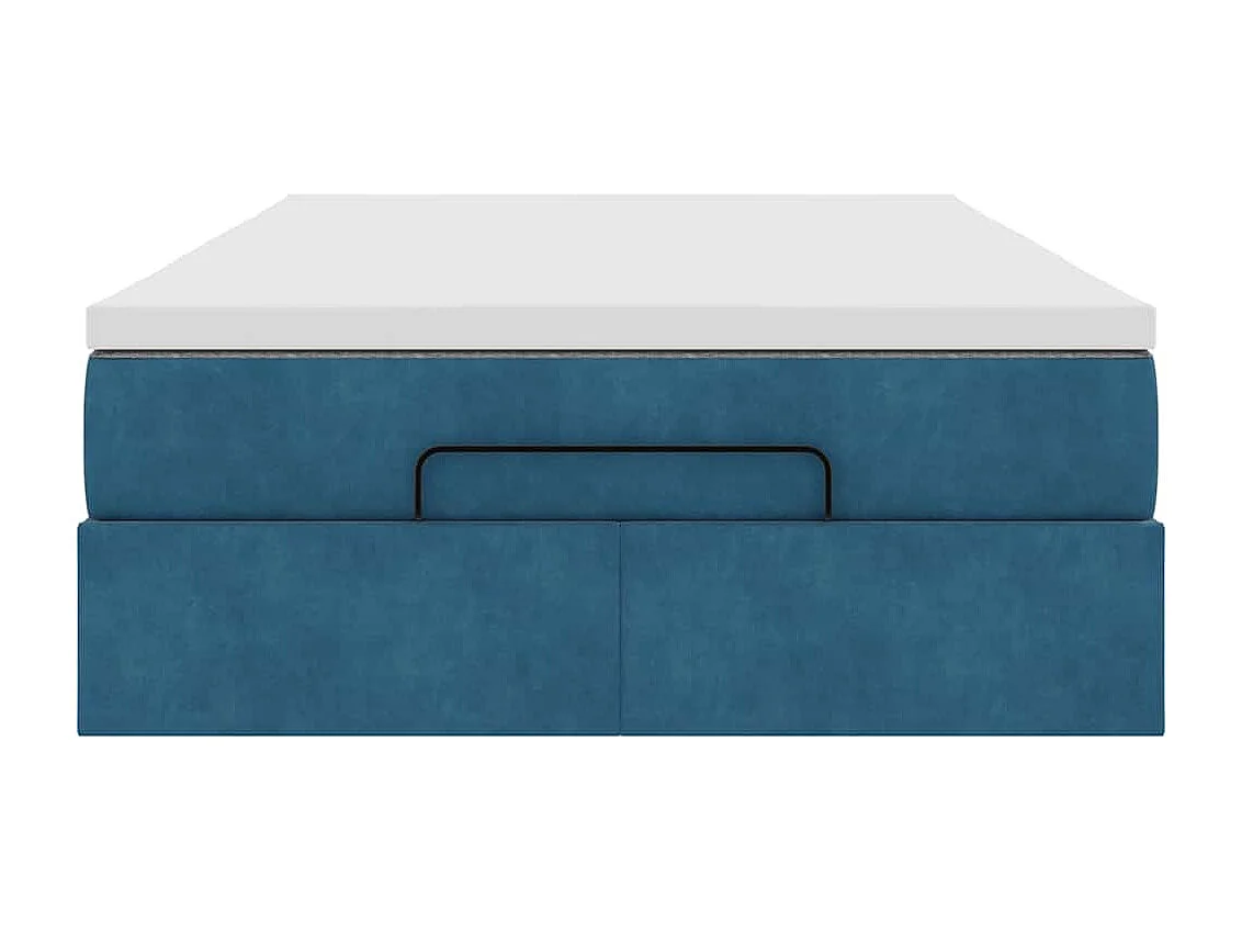 Cadre de lit ottoman avec matelas bleu foncé 120x190 cm velours