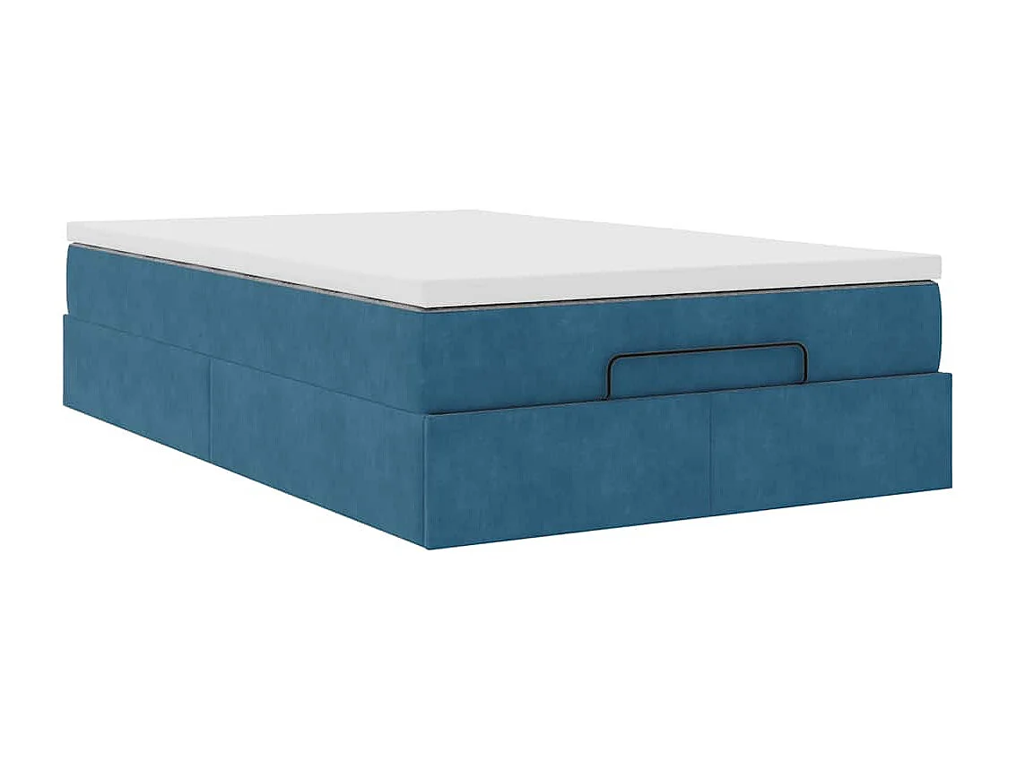 Cadre de lit ottoman avec matelas bleu foncé 120x190 cm velours