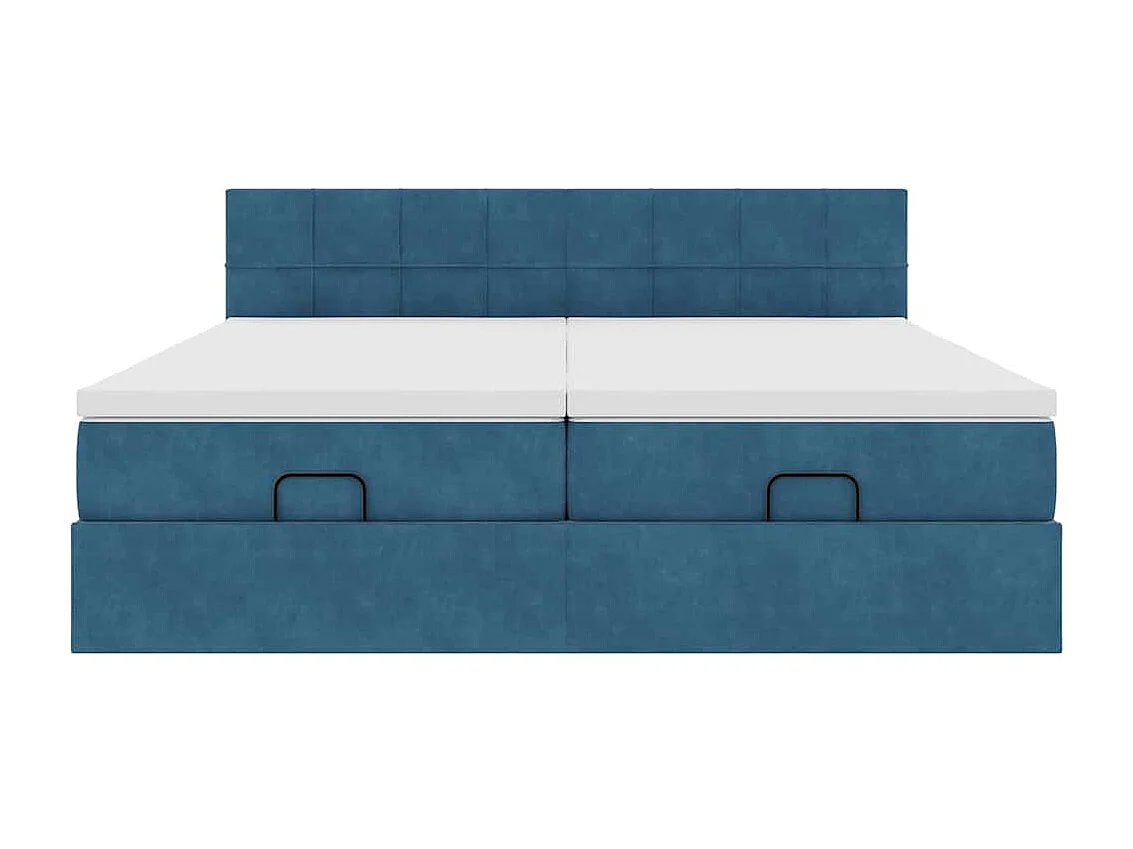 Cadre de lit ottoman avec matelas bleu foncé 180x200 cm velours