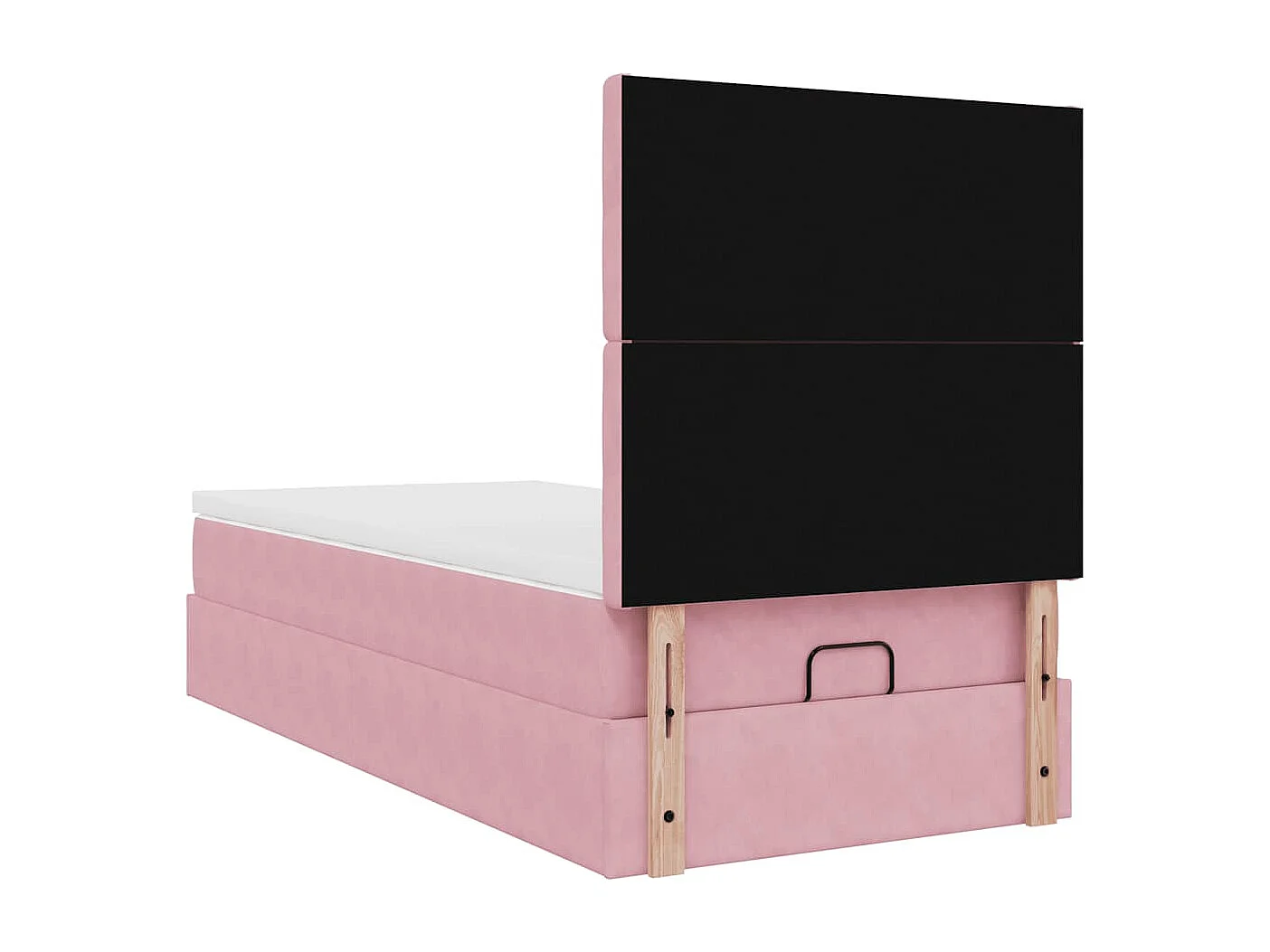 Cadre de lit ottoman avec matelas rose 90x190 cm velours