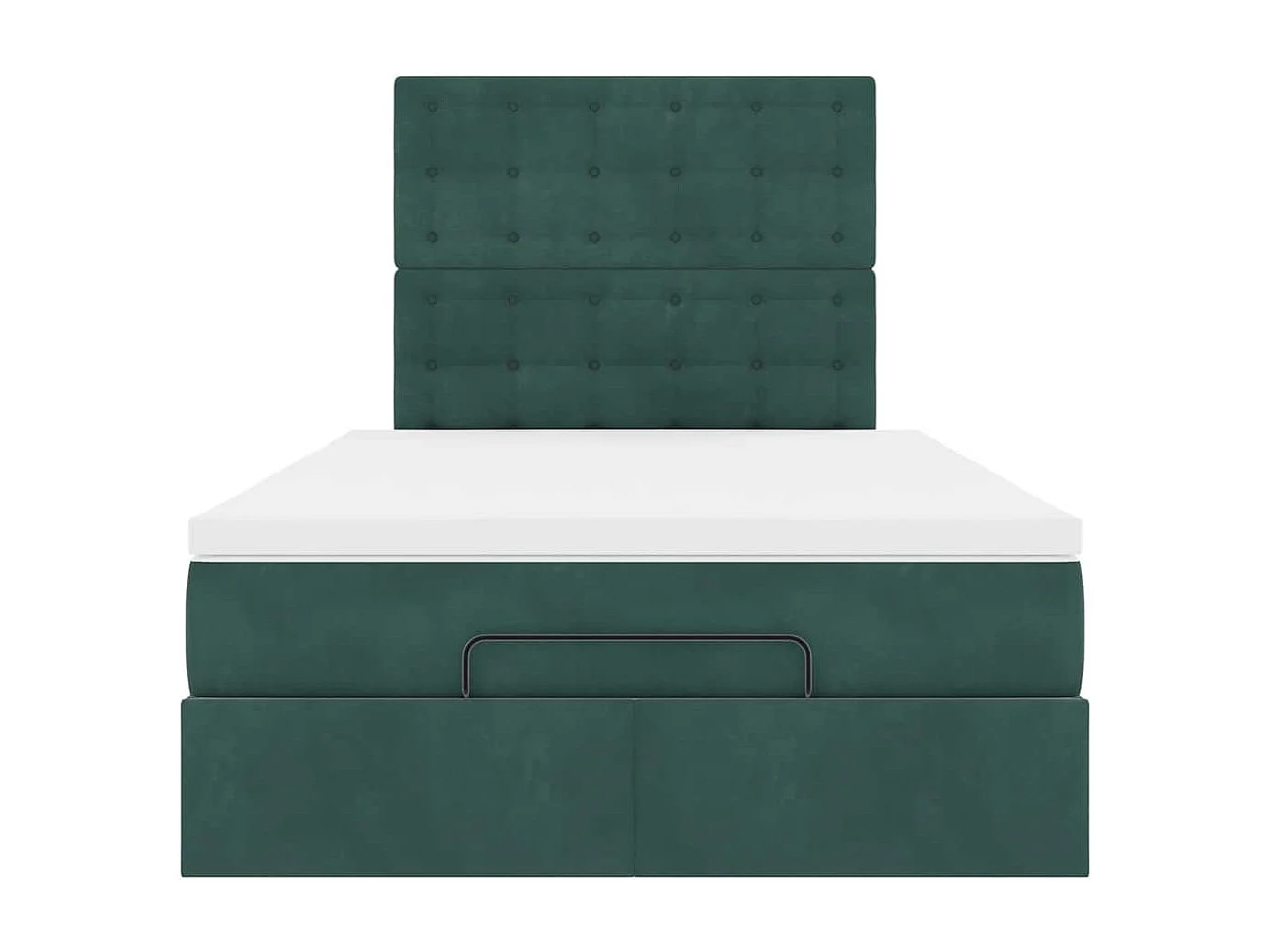 Cadre de lit ottoman avec matelas vert foncé 120x200 cm velours