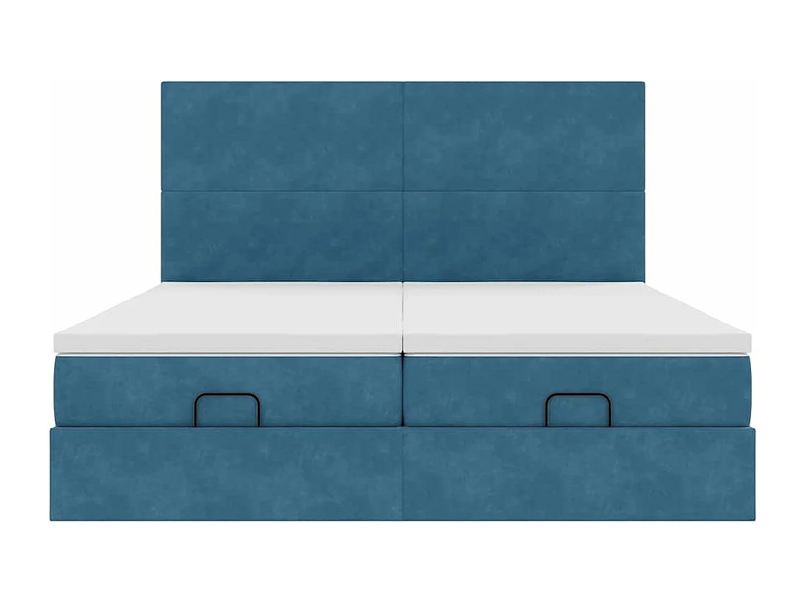 Cadre de lit ottoman avec matelas bleu foncé 200x200 cm velours