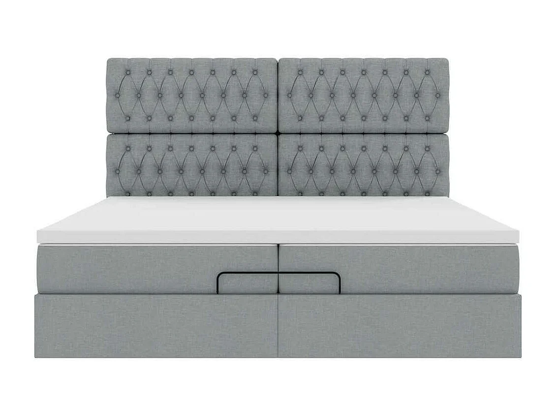 Cadre de lit ottoman avec matelas gris foncé 200x200cm tissu