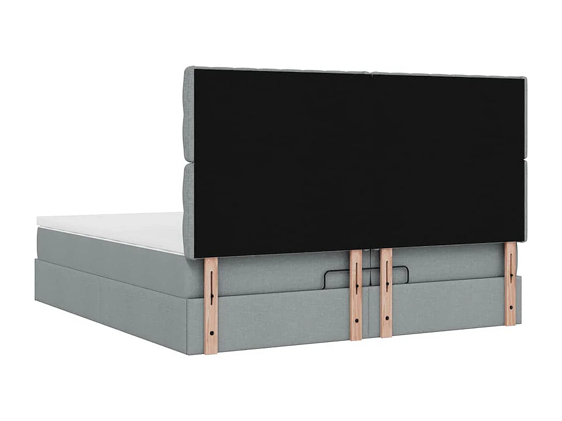 Cadre de lit ottoman avec matelas gris foncé 200x200cm tissu