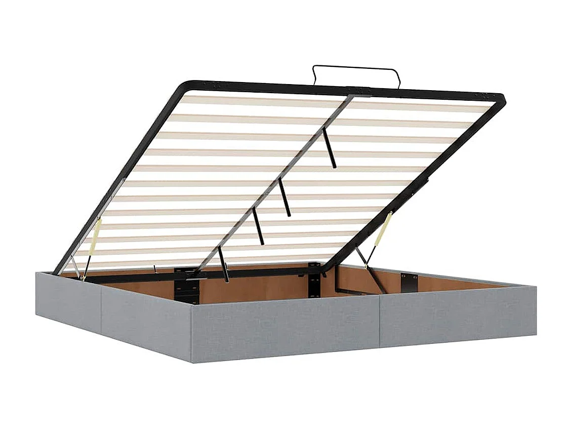Cadre de lit ottoman avec matelas gris foncé 200x200cm tissu