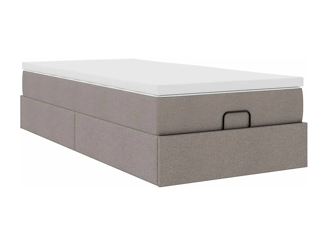 Cadre de lit ottoman avec matelas taupe 100x200 cm tissu