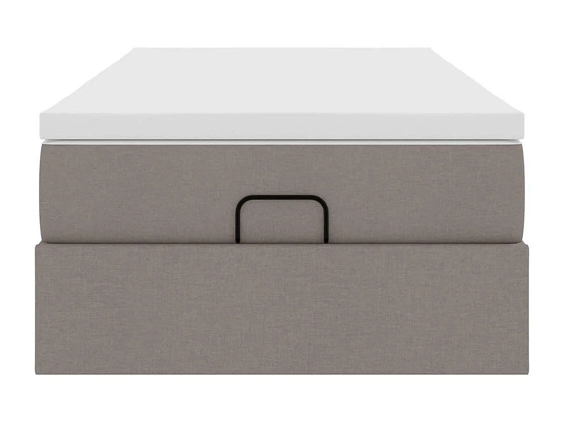 Cadre de lit ottoman avec matelas taupe 100x200 cm tissu