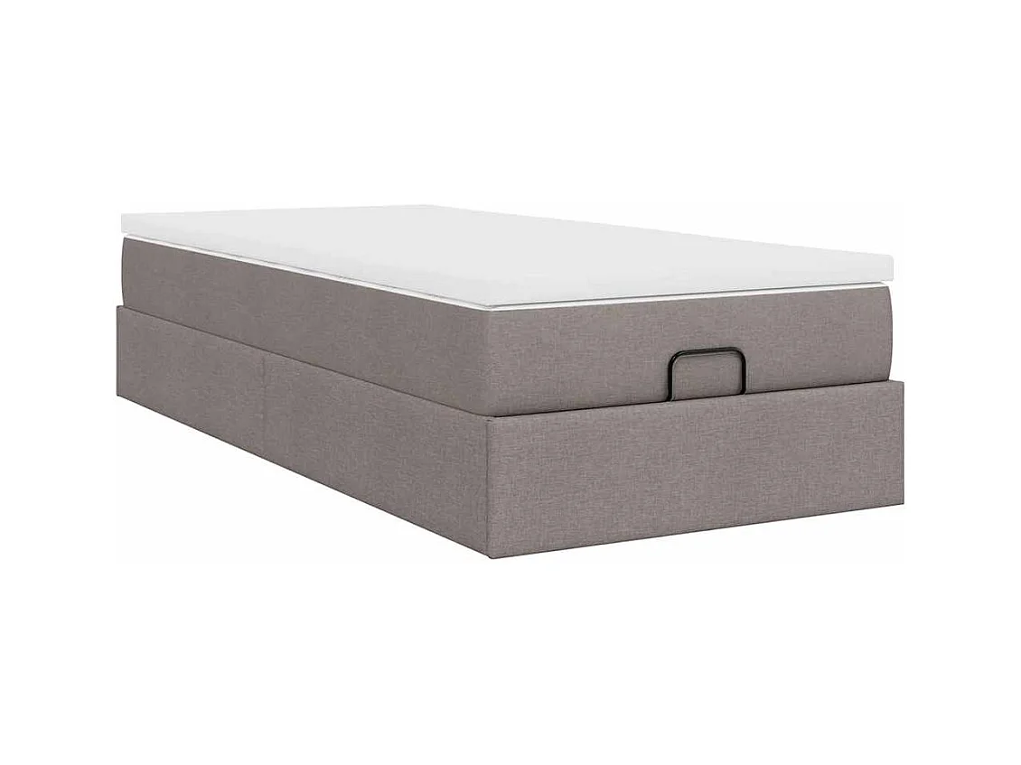 Cadre de lit ottoman avec matelas taupe 100x200 cm tissu