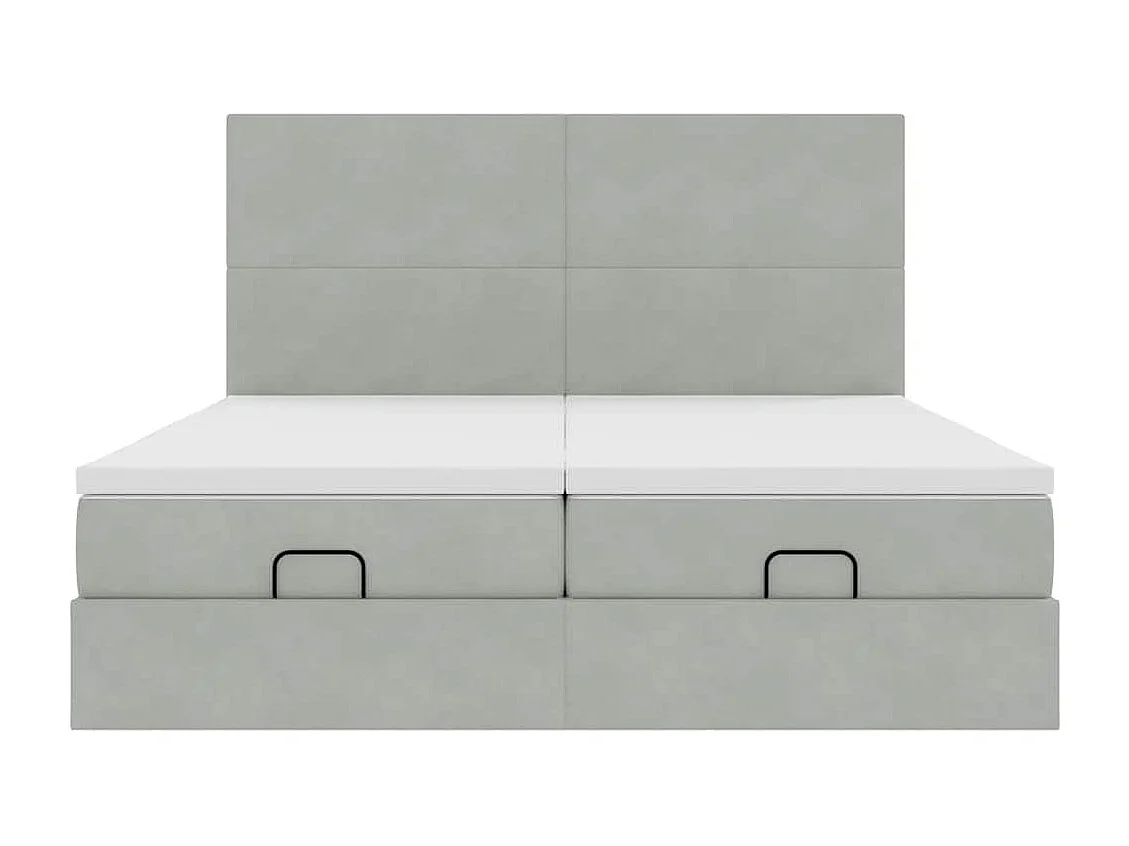 Cadre de lit ottoman et matelas gris clair 160x200cm velours