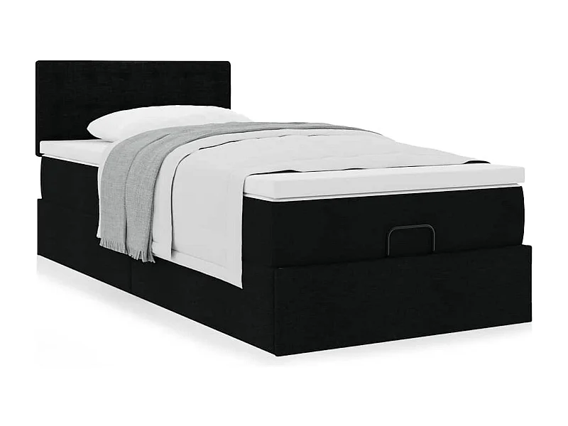 Ottoman bed met matras 80x200cm stof zwart