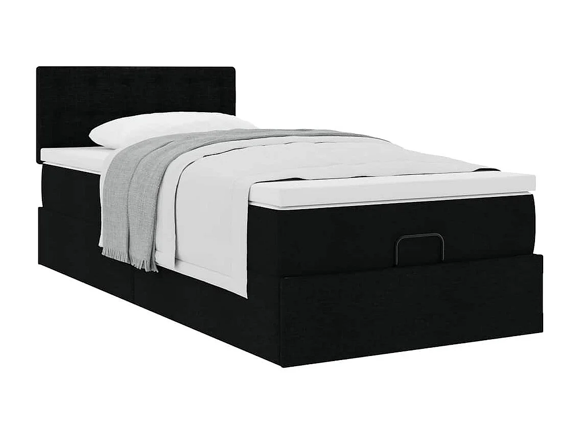 Cadre de lit ottoman avec matelas noir 80x200 cm tissu