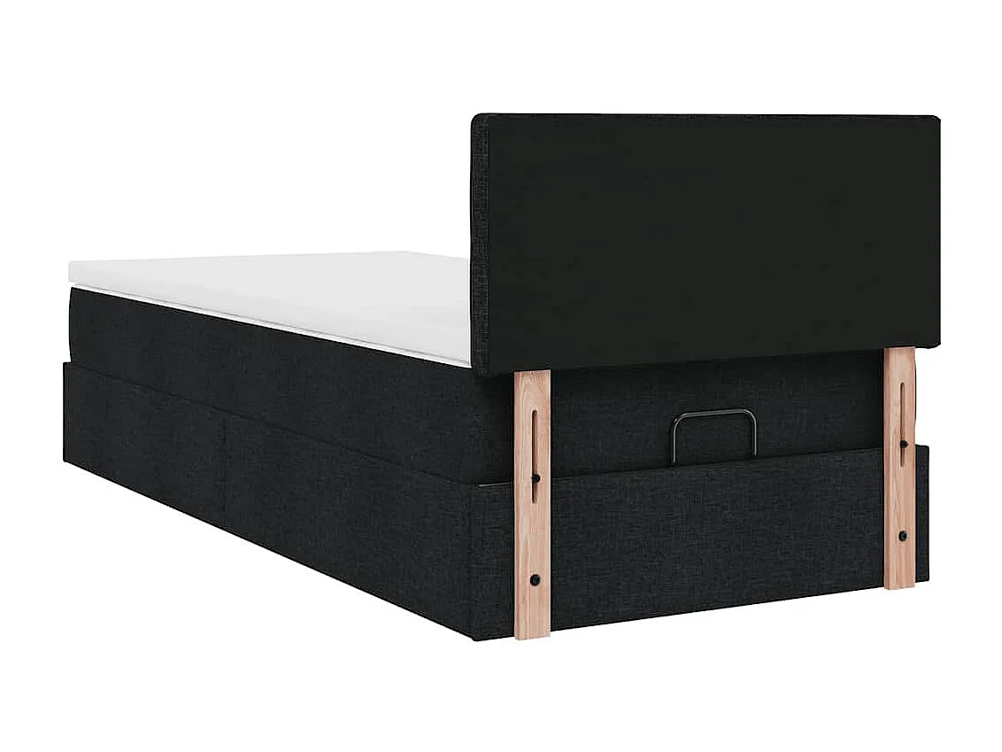 Cadre de lit ottoman avec matelas noir 80x200 cm tissu