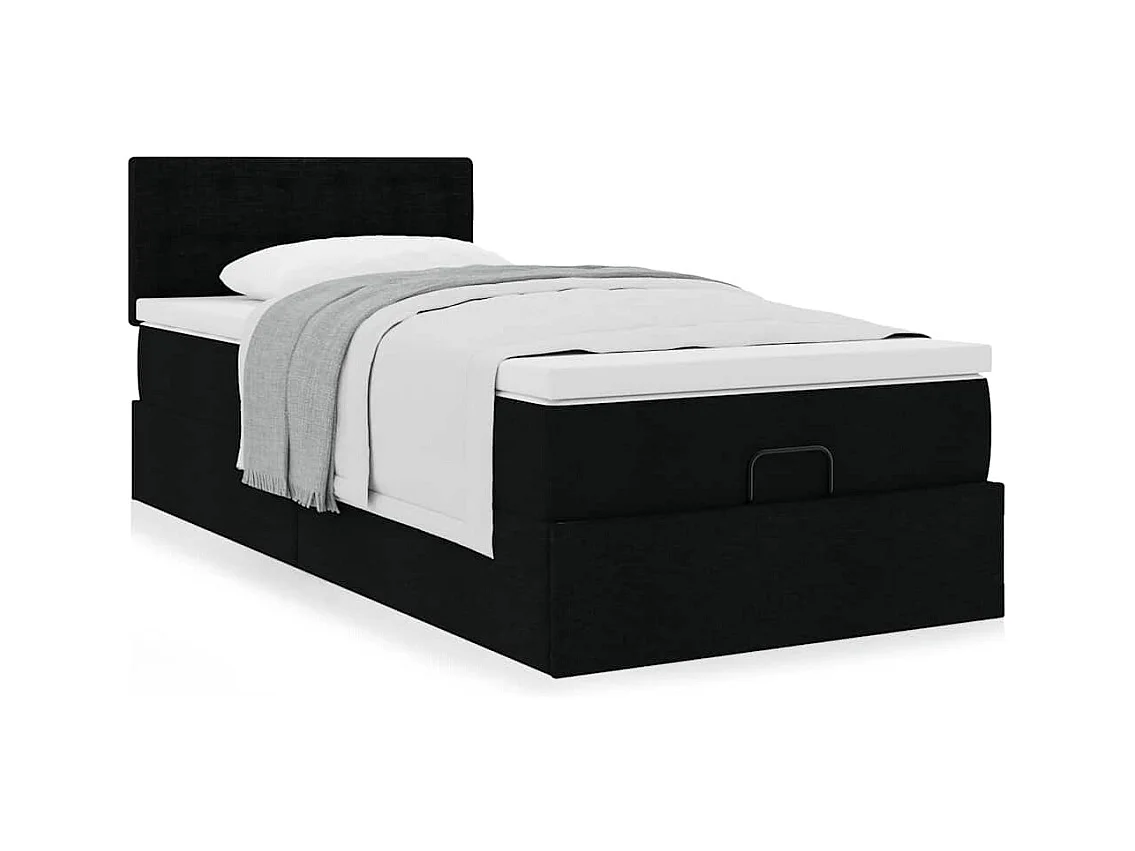 Ottoman bed met matras 80x200cm stof zwart