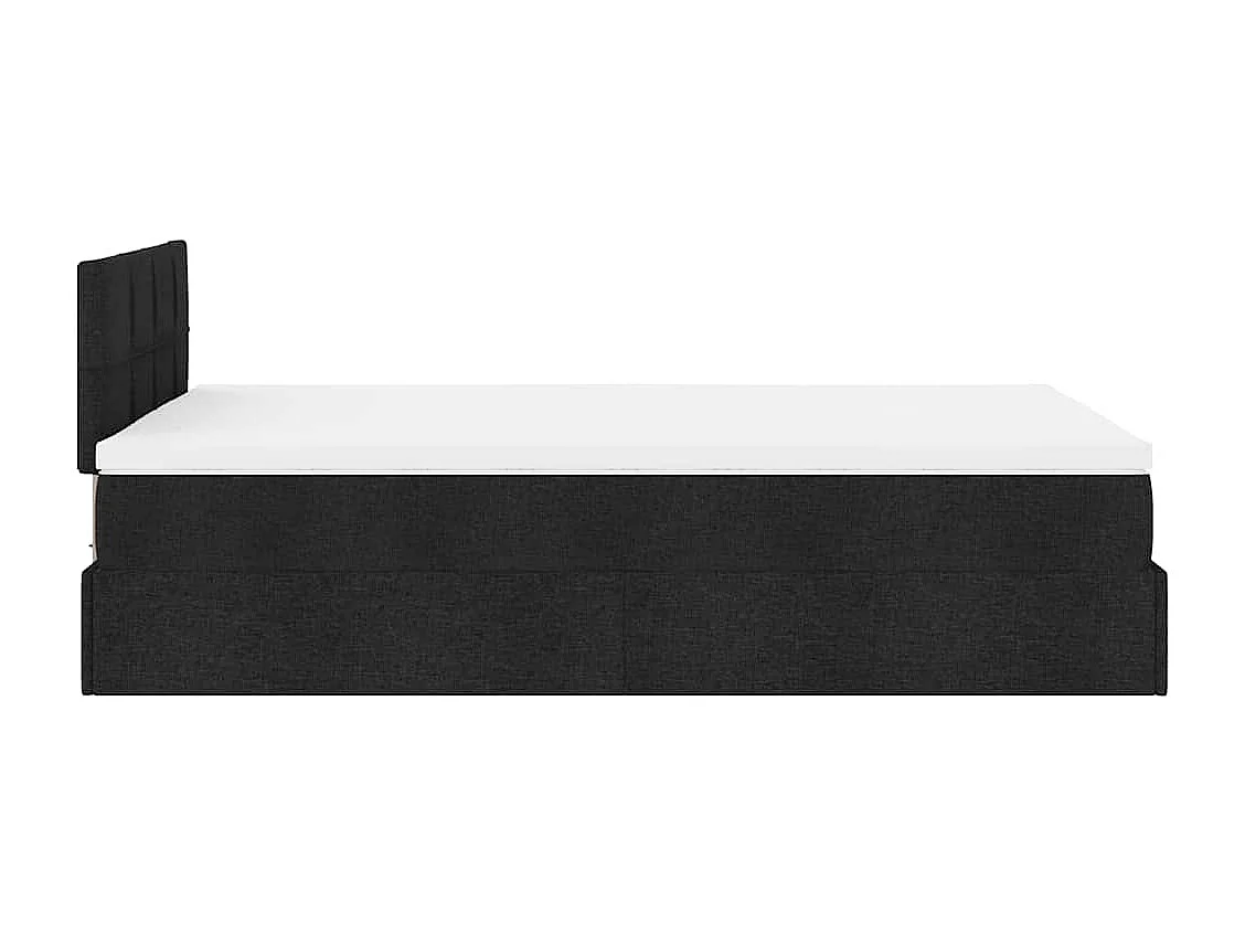 Cadre de lit ottoman avec matelas noir 120x200cm tissu