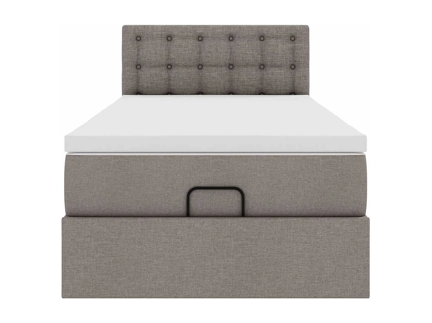 Cama otomana con colchón tela gris pardo 100x200 cm