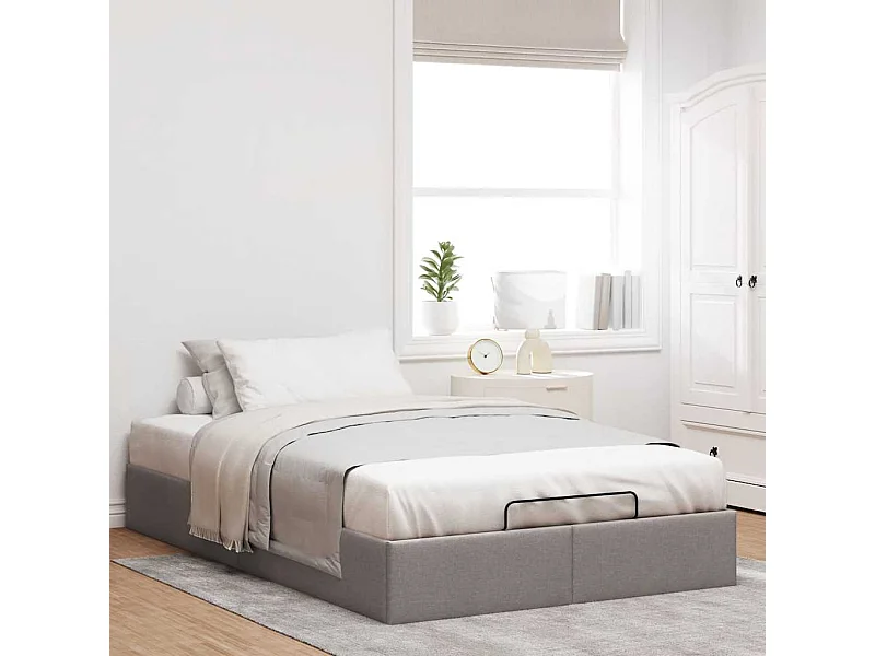 Cadre de lit ottoman sans matelas taupe 120x200 cm tissu