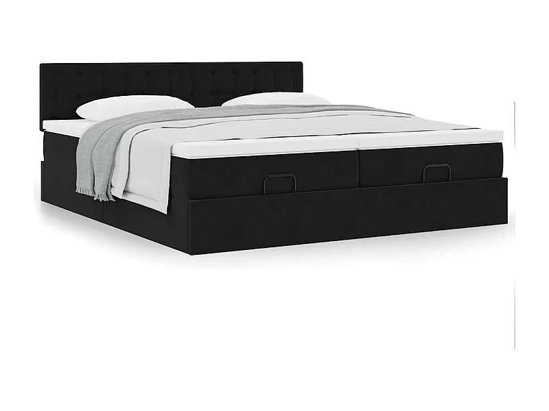 Cadre de lit ottoman avec matelas noir 160x200 cm velours