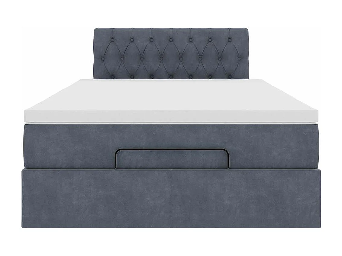 Cadre de lit ottoman avec matelas gris foncé 120x190 cm velours