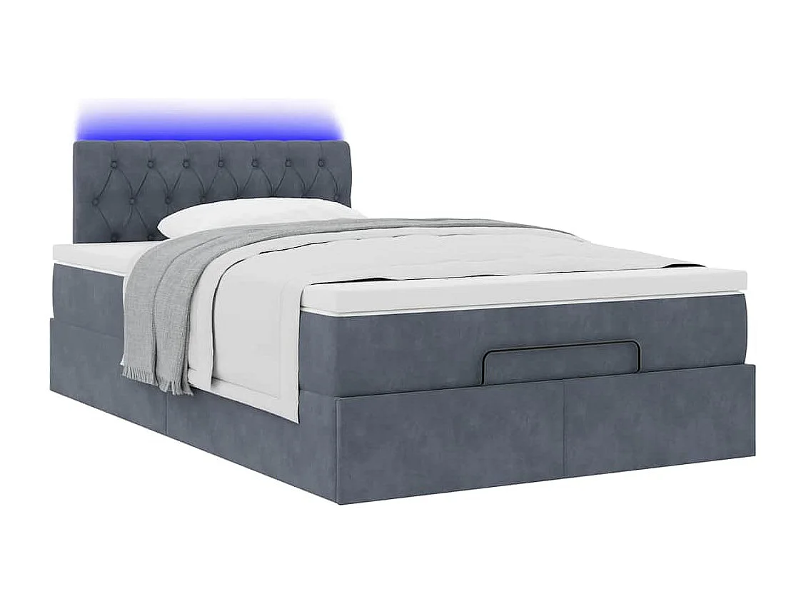 Bed poef met matras en LED's 120x190 cm fluweel donkergrijs