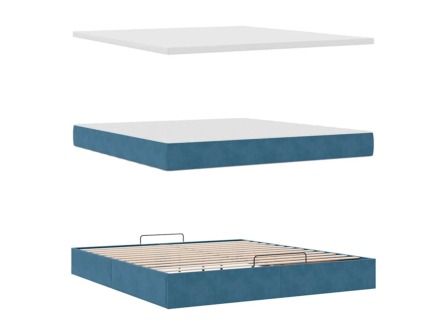 Ottoman bed met matrassen 180x200cm fluweel donkerblauw