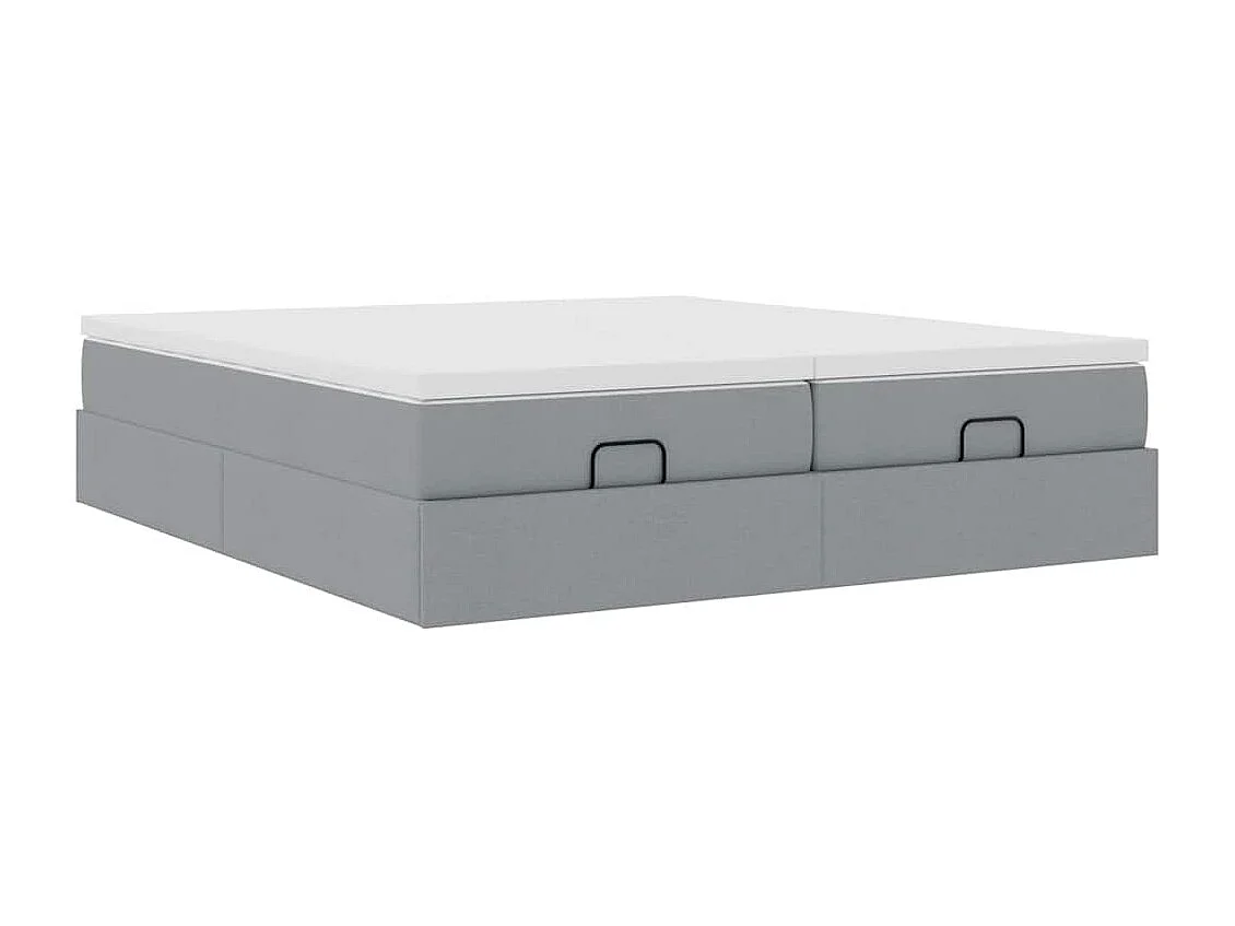 Cadre de lit ottoman et matelas gris clair 180x200cm tissu
