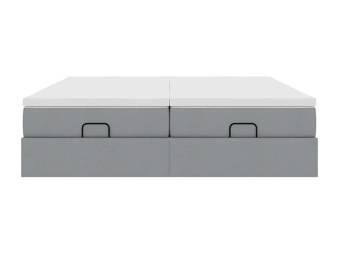 Cadre de lit ottoman et matelas gris clair 180x200cm tissu