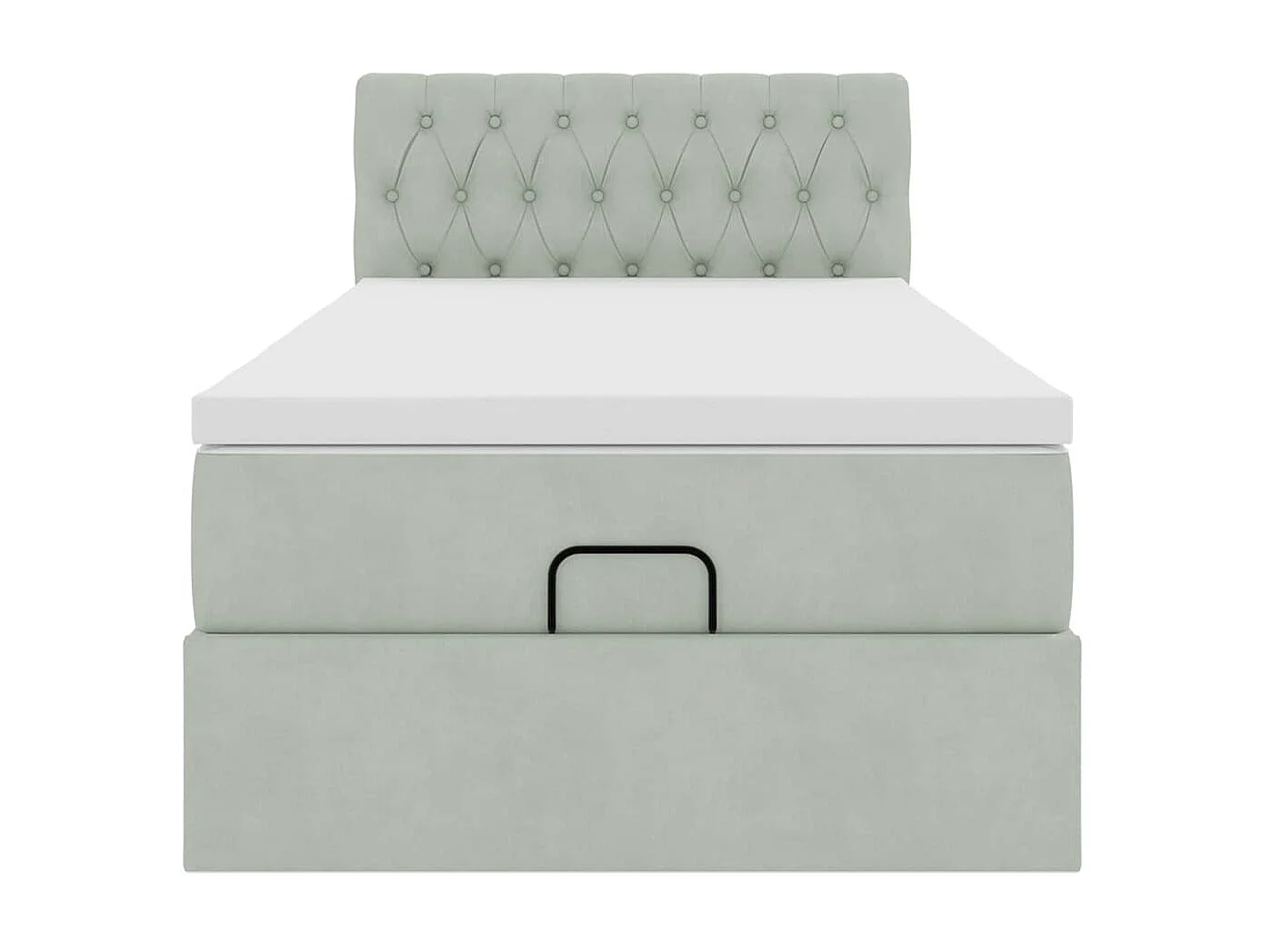 Cadre de lit ottoman et matelas gris clair 90x200 cm velours