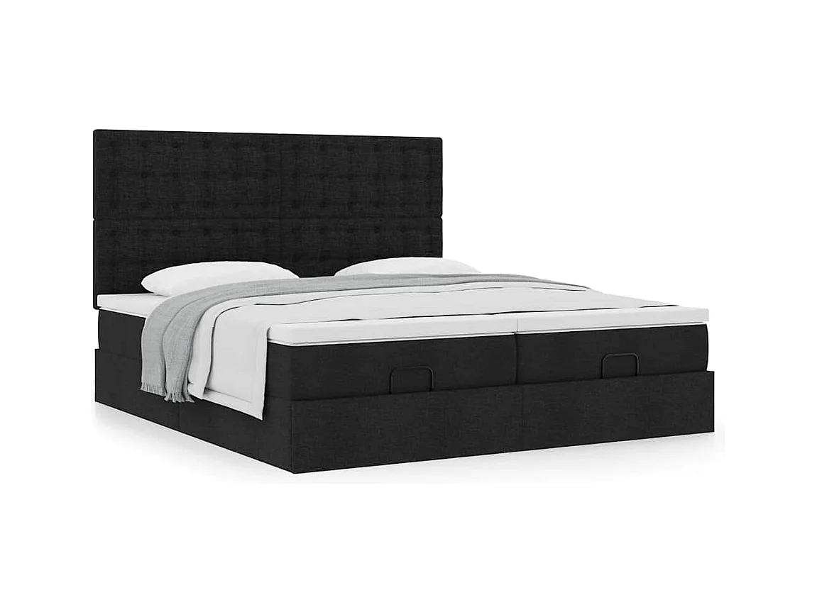 Estrutura de cama otomana com colchões tecido preto