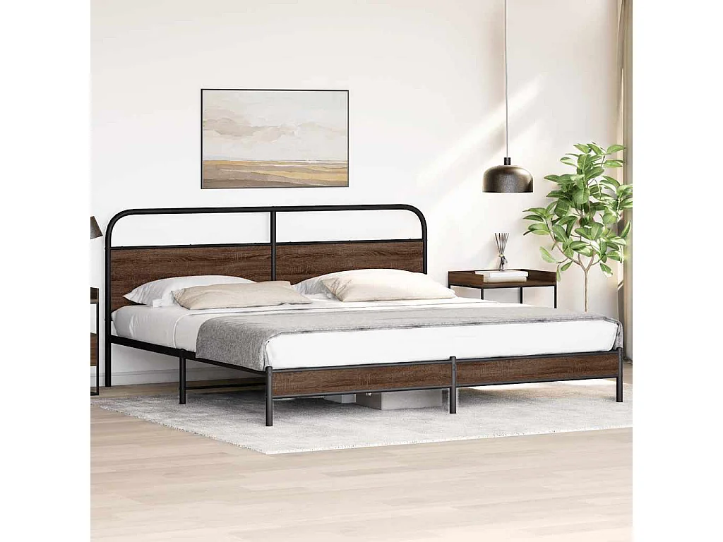 Cadre de lit en métal sans matelas chêne marron 200x200 cm