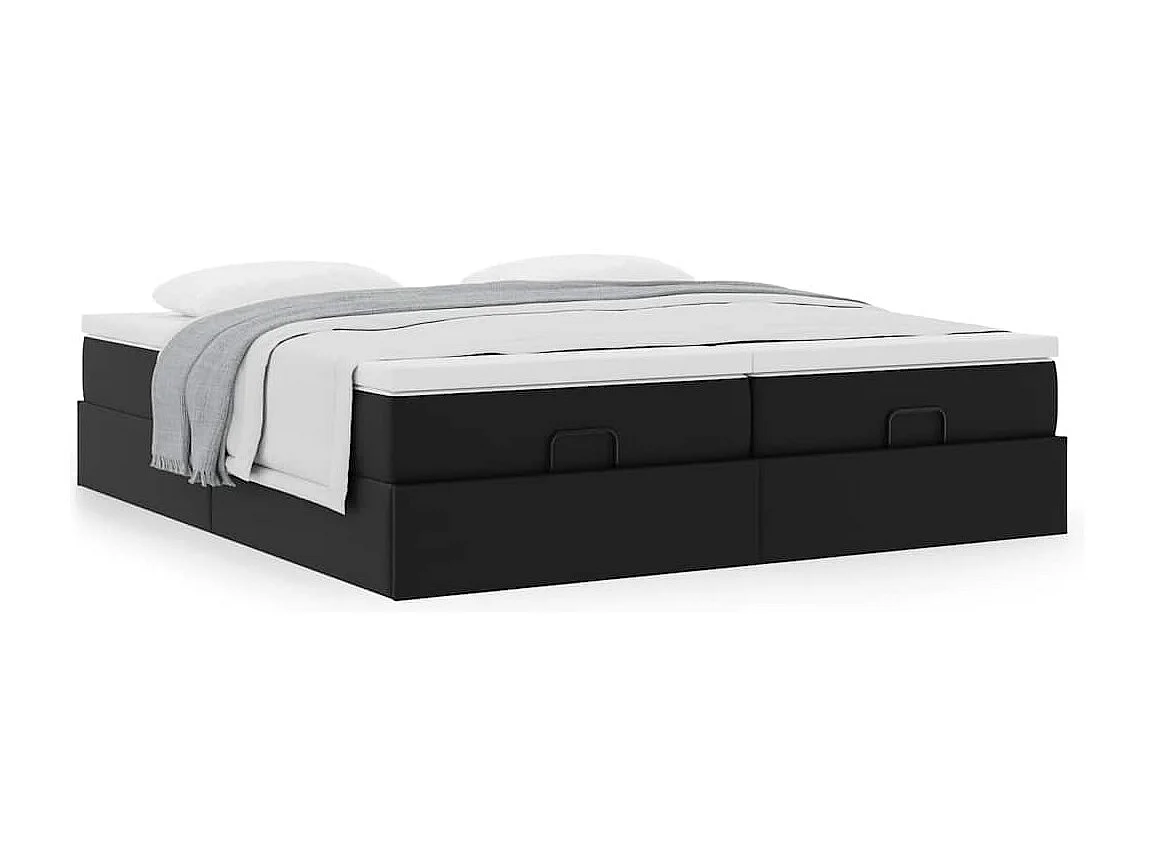 Cadre de lit ottoman avec matelas noir 180x200 cm similicuir