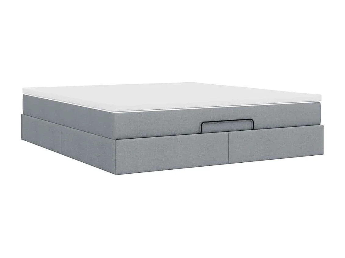 Cadre de lit ottoman et matelas gris clair 160x200cm tissu