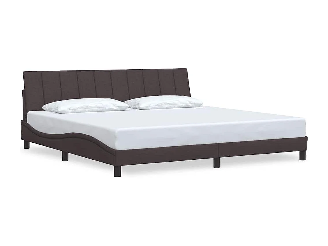 Cadre de lit sans matelas marron foncé 200x200 cm tissu