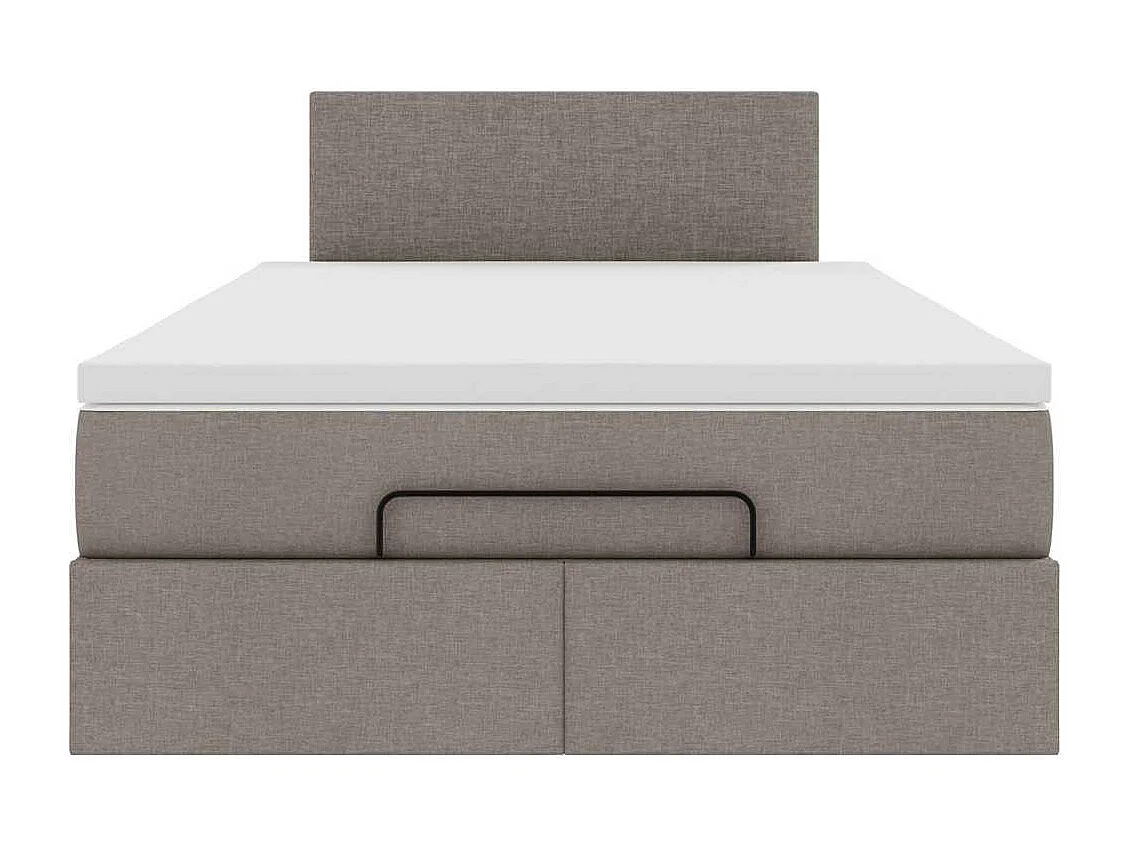 Cadre de lit ottoman avec matelas taupe 120x190 cm tissu
