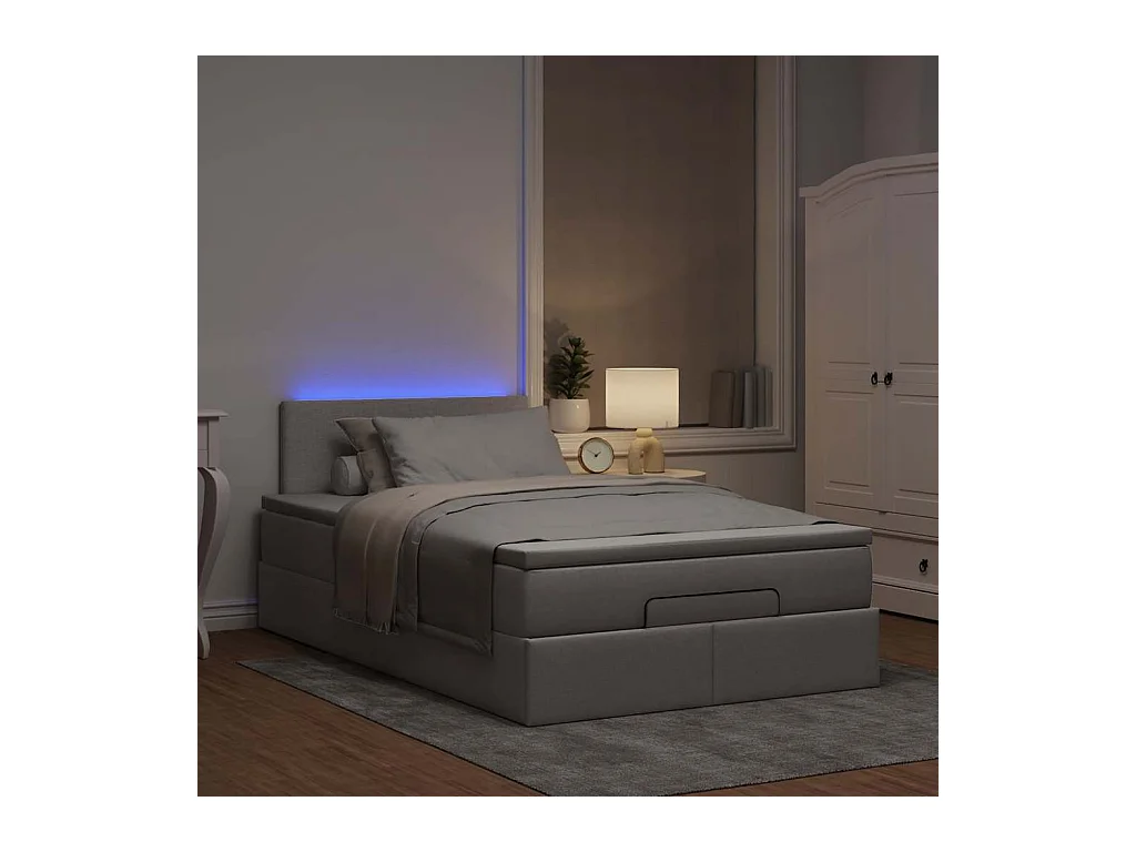 Cadre de lit ottoman avec matelas taupe 120x190 cm tissu