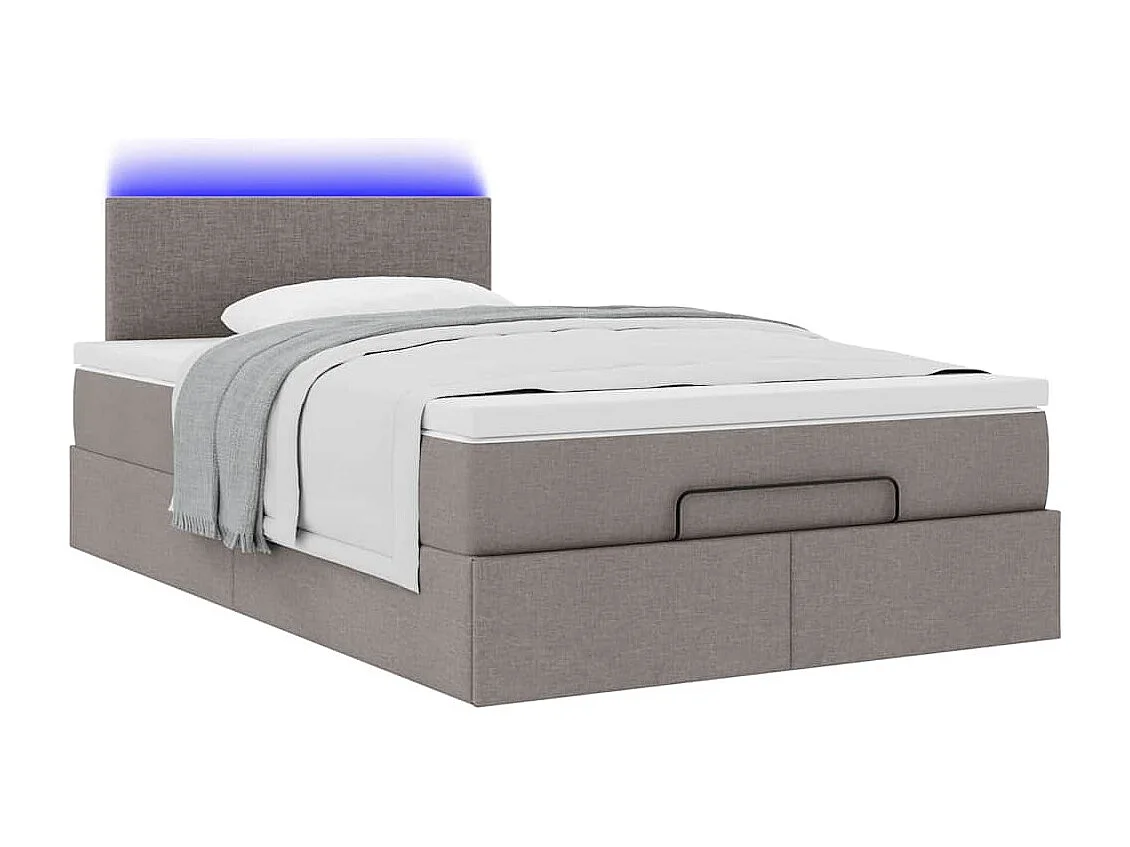 Cadre de lit ottoman avec matelas taupe 120x190 cm tissu