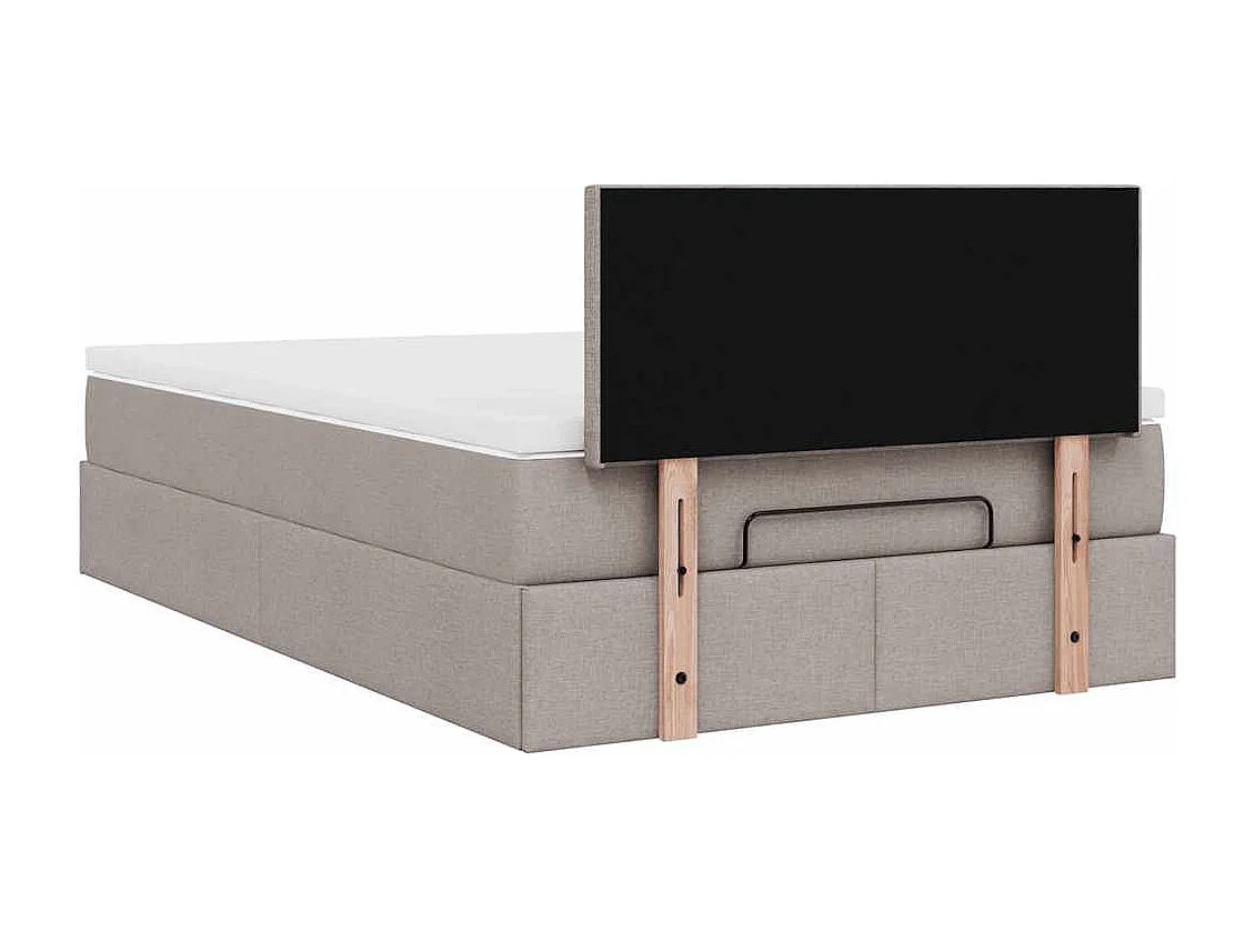 Cadre de lit ottoman avec matelas taupe 120x190 cm tissu
