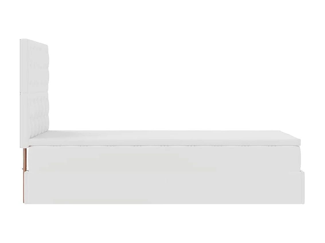 Cadre de lit ottoman avec matelas blanc 90x200 cm similicuir