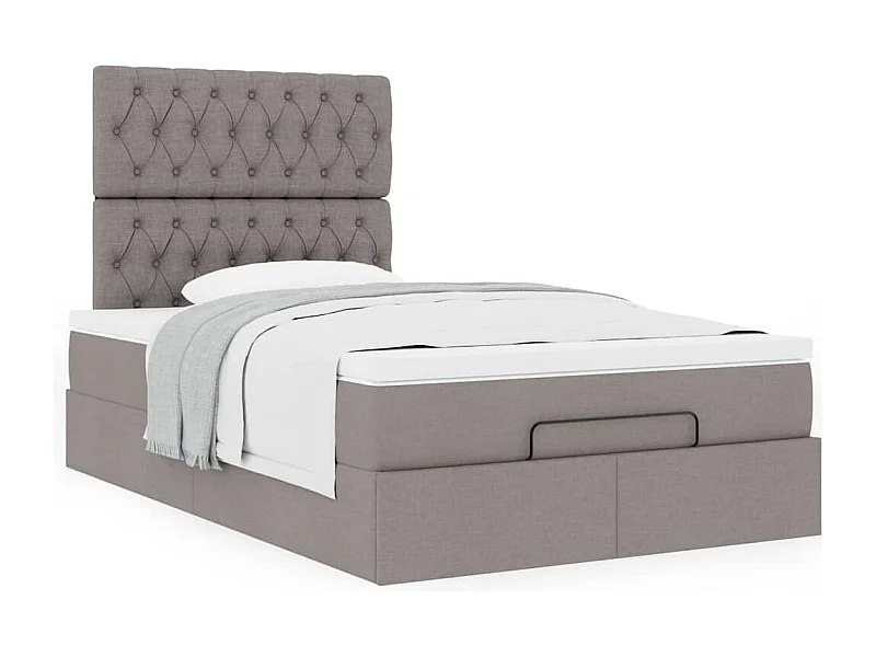 Estructura de cama otomana colchón tela gris pardo 120x200cm