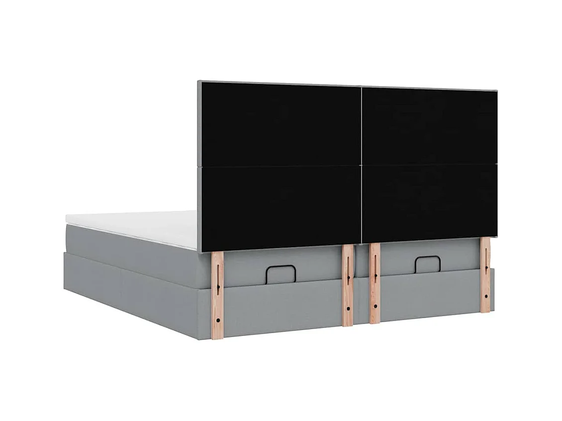 Ottoman bed met matrassen en LED's 180x200cm stof lichtgrijs