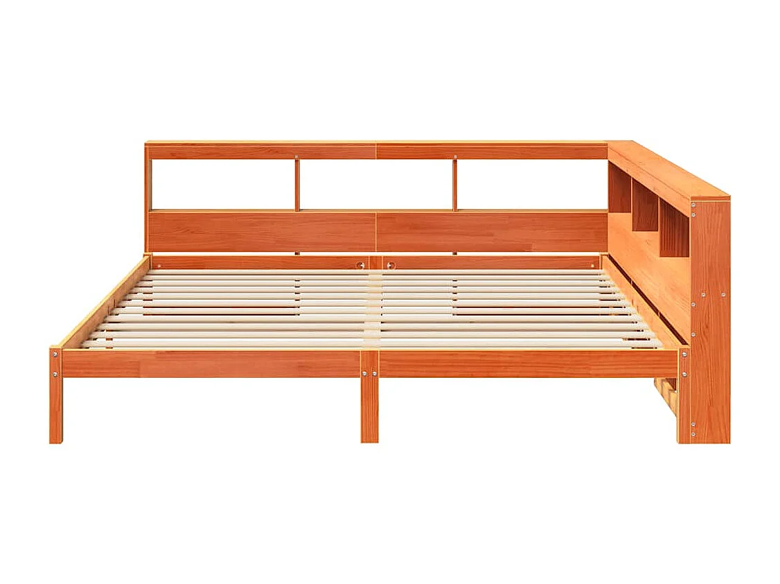 Lit bibliothèque sans matelas cire marron 180x200 cm pin massif