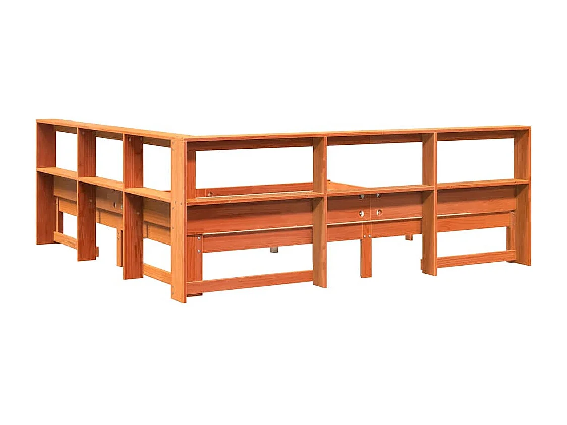 Lit bibliothèque sans matelas cire marron 180x200 cm pin massif