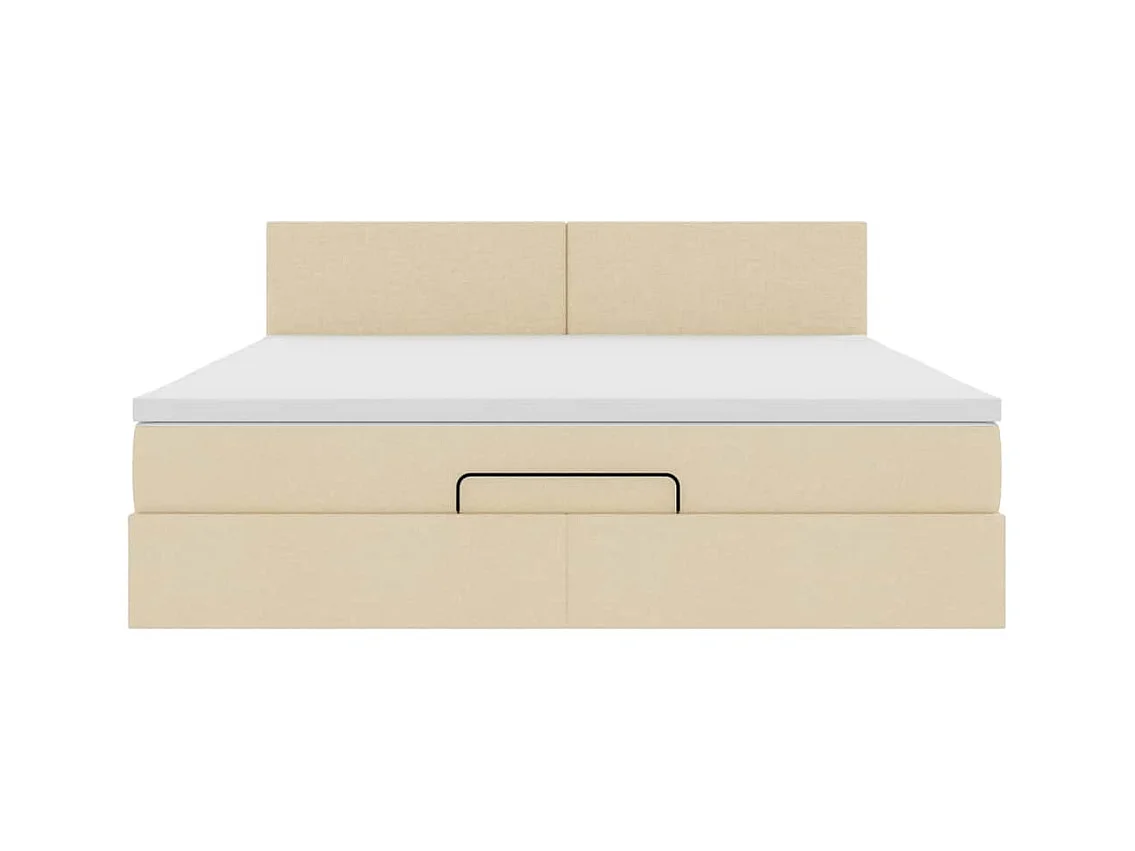 Cadre de lit ottoman avec matelas crème 180x200 cm tissu