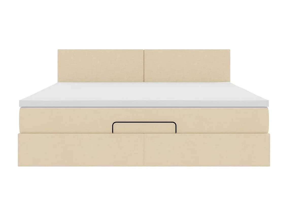 Cadre de lit ottoman avec matelas crème 180x200 cm tissu
