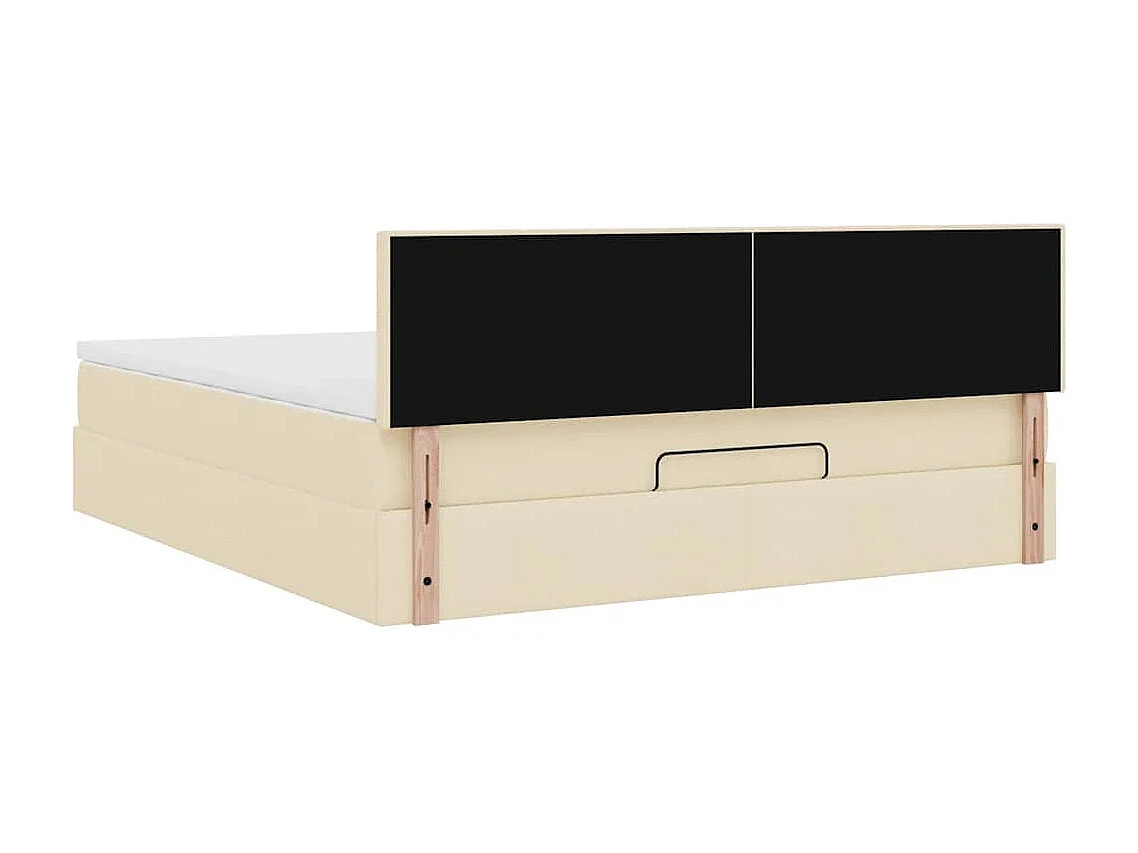 Cadre de lit ottoman avec matelas crème 180x200 cm tissu