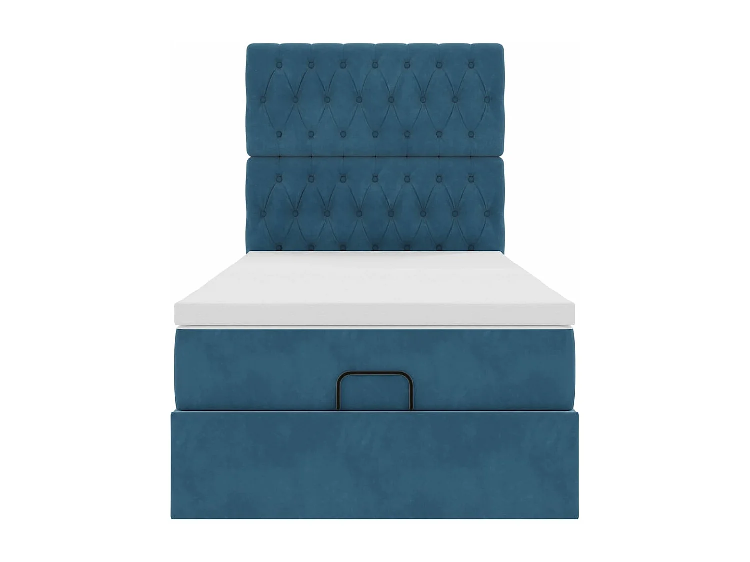 Cadre de lit ottoman avec matelas bleu foncé 90x200 cm velours