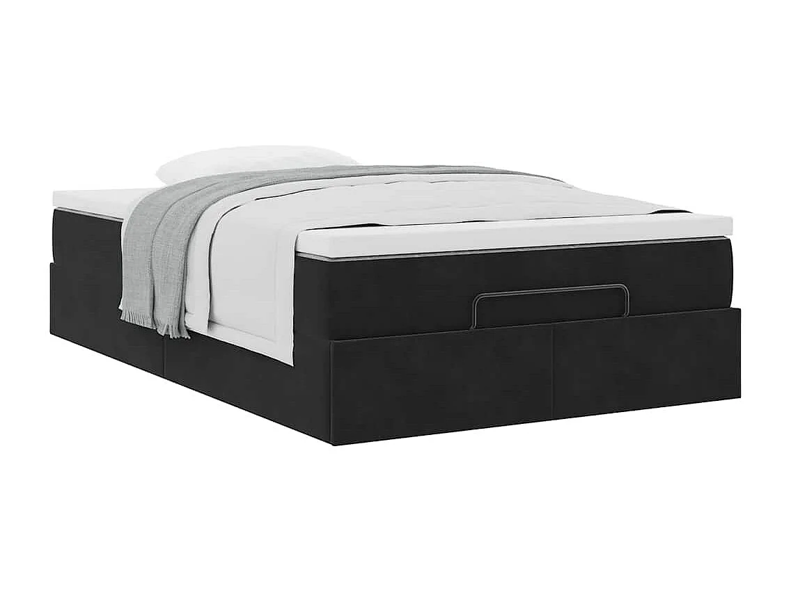 Estrutura de cama otomana com colchão 120x200 cm veludo preto