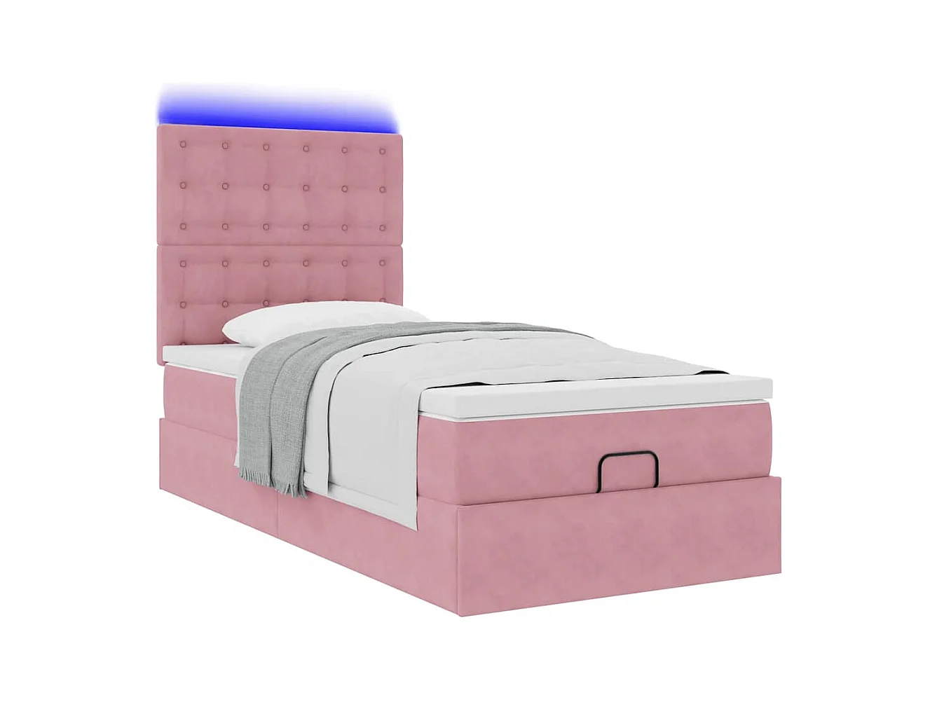 Cadre de lit ottoman avec matelas rose 90x200 cm velours